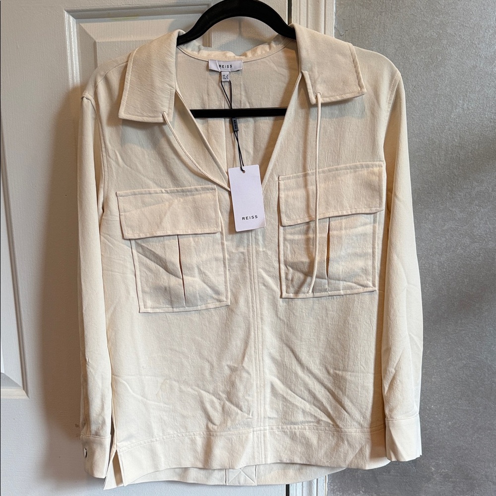 Reiss Off-White Pocketed Blouse